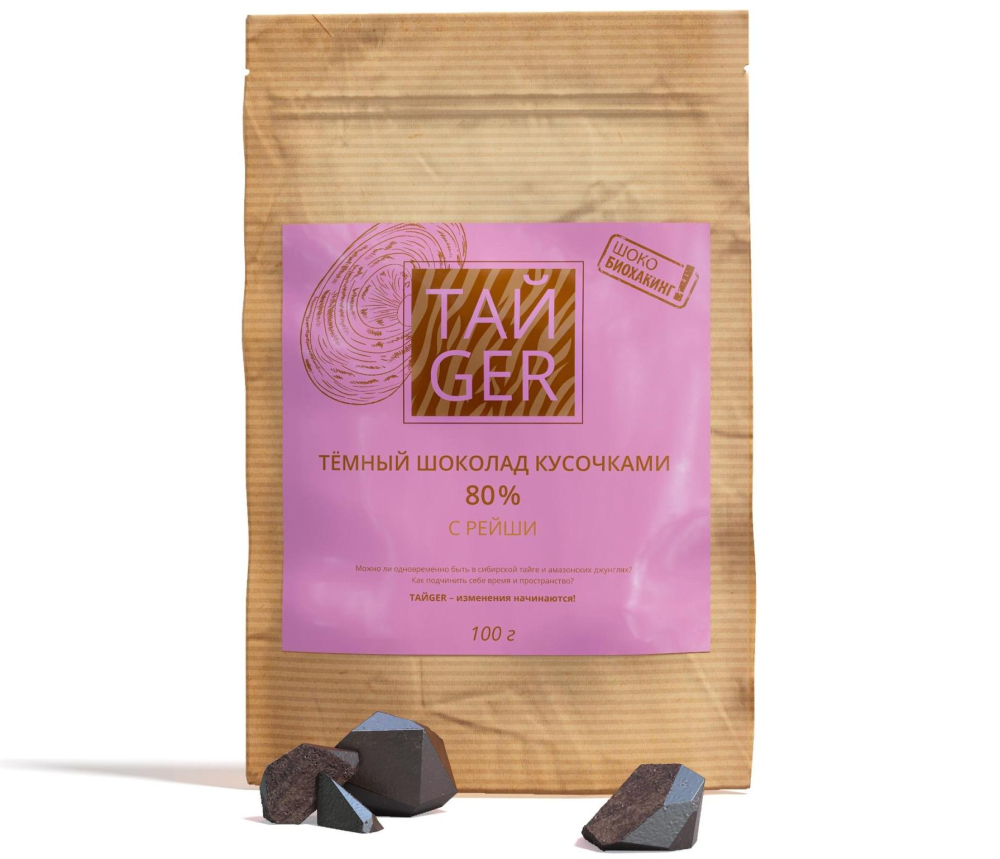 Шоколад ТАЙGER с рейши, без сахара, 100 г / 500 мг