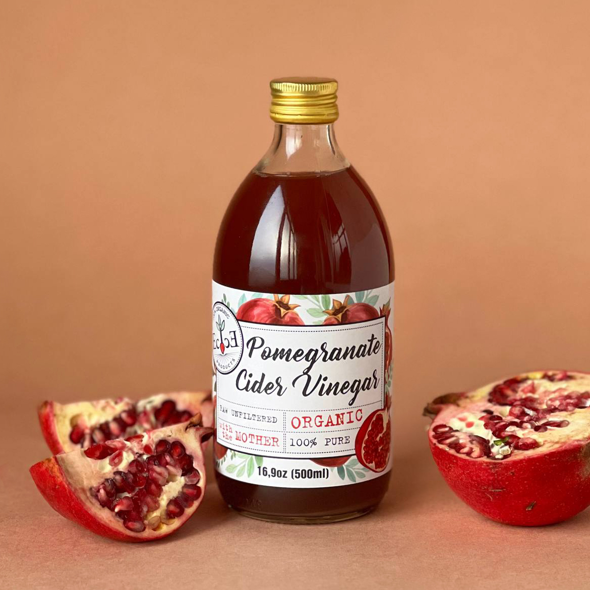 Гранатовый органический нефильтрованный уксус, Ecoce, 500 мл