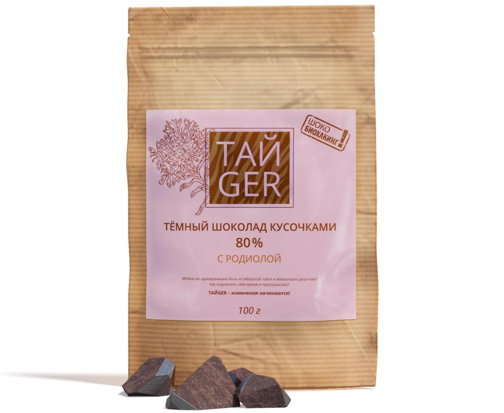 Шоколад ТАЙGER с родиолой, без сахара, 100 г / 500 мг