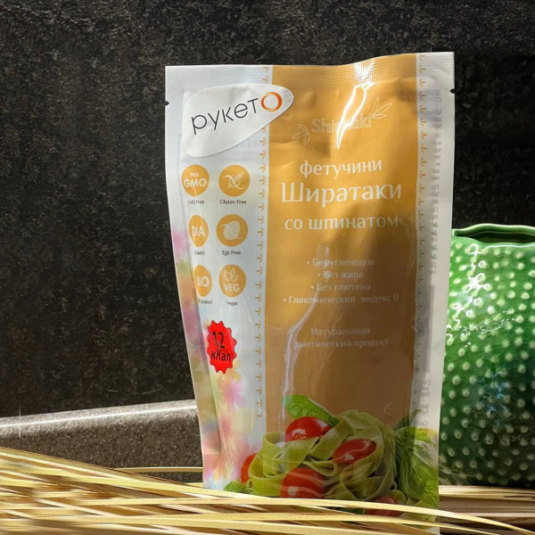 Фетучини со шпинатом Ширатаки, 340 г