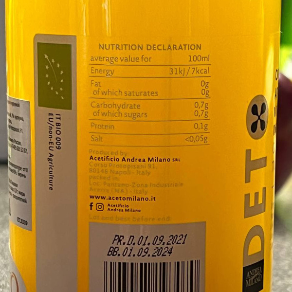 Яблочный органический уксус с имбирем и куркумой, 500 мл